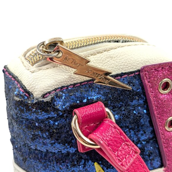 Betsey Johnson Roller Skate Blue Pink Yellow Rainbow Glitter Crossbody Bag Purse - Picture 6 of 12